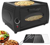 Tandoor Oven Mini Pizza Maker, 12L 2-in-1 Chapati Roti Lahmacun Naan Bread Maker with Bake Tray/Rack/Handle for Kitchen Appliance
