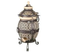 Tandoor Saffron Oven - Grand Tandyr Fireclay Ceramic (Approx. 115 L) | Charcoal/Wood Grill & Smoker for Meat, Bread, Pizza & Vegetables | BBQ Station for Garden & Patio | Tanur, Tandir