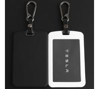 TANDRIVE 2PCS Silicone Key Card Holder Case Compatible with Tesla Model 3 Model Y Cybertruck and Rivian，Key Protector Cover Accessories Including Key Chain, Black and White