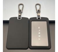 TANDRIVE 2PCS Silicone Key Card Holder Case Compatible with Tesla Model 3 Model Y Cybertruck and Rivian，Key Protector Cover Accessories Including Key Chain, Black and Black