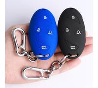 TANDRIVE Key Fob Cover for Hyundai 2025 2024 Tucson Elantra Santa Fe Kona Sonata IONIQ, 4 5 7-Button, Silicone, 2-Pack, Black and Blue