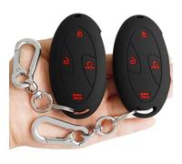 TANDRIVE Key Fob Cover for Hyundai 2025 2024 Tucson Elantra Santa Fe Kona Sonata IONIQ, 4 5 7-Button, Silicone, 2-Pack, Red Button, Black