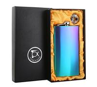 TANEAXON 12 oz Rainbow Colored Pocket Flask with Funnel and Box - Stainless Steel and Leak Proof