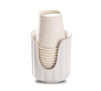 TANEW Ceramc Bathroom Cup Dispenser with Stylish Vertical Stripes - Dixie Cup Dispenser & Mouthwash Cup Holder Holds 3oz Paper Cups for Rinsing Cups on Bathroom Vanity Countertops Matt White