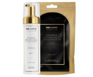 TanExpert Light One Self-Tanning Mousse 200 ml Set with Magic Mitt Application Glove for Face and Body
