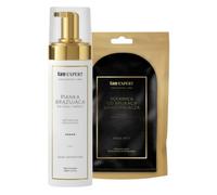 TanExpert New Definition Self Tanning Mousse 200 ml Set with Magic Mitt Application Glove for Face and Body