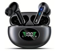 TANFESO in Ear 5.3Bluetooth Earphones with Digital Display Charging case, 60 Hour Playback time IPX4 Waterproof, Suitable for Fitness, Walking, and Exercise (Black)