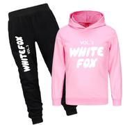 TANFUFU White Fox Vol. 3 Tracksuit Set, Hooded Sweatshirt and Joggers, Boys Clothing 2 Piece Age 2-13 Years (Pink-140cm)