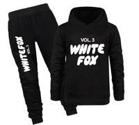 TANFUFU White Fox Vol. 3 Tracksuit Set, Hooded Sweatshirt and Joggers, Boys Clothing 2 Piece Age 2-13 Years (Black-150cm)