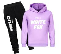 TANFUFU White Fox Vol. 3 Tracksuit Set, Hooded Sweatshirt and Joggers, Boys Clothing 2 Piece Age 2-13 Years (Purple-170cm)