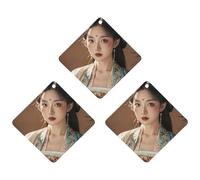Tang Dynasty Noble Consort Car Air Freshener, 3 Pcs Rhombus Hanging Air Freshener Cards, Long Lasting Fragrance Scented Cards for Car, Home, Office White-style