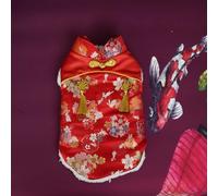 Tang Suit Dog Cheongsam Pet Costume Chinese Style Satin Dress for Dogs in Red - Perfect for New Year, Holiday Parties and Special Occasions(XS)