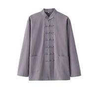 Tang Suit Men Hanfu Chinese Traditional Clothes,Men Cotton Linen Long Sleeved Tai Chi Shirt Uniform Morning Exercise Uniform Kung Fu Clothing Martial Art Coat Tops