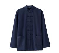 Tang Suit Men Hanfu Chinese Traditional Clothes,Men Cotton Linen Long Sleeved Tai Chi Shirt Uniform Morning Exercise Uniform Kung Fu Clothing Martial Art Coat Tops