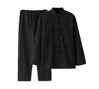 Tang Suit Men Traditional Clothing, Breathable Comfortable Martial Arts Suit Kung Fu Uniform Cotton Linen Tai Chi Clothes Long Sleeve and Pants