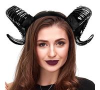 Tanganan Devil Horns Headband, Black Devil Gothic Sheep Horn Maleficent Horns Headband for Halloween Costume Cosplay