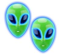 Tanganan LED Alien Mask for Adult,Halloween LED Light up Mask 3 Modes Lighted Face Mask for Festival Cosplay Halloween Costume (2pcs)