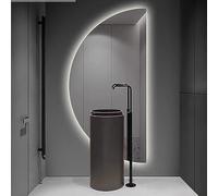 tangaozu 40x20 in Half Moon Bathroom Mirror with LED Light, Illuminated Wall Mounted Vanity Mirror Anti-Fog, 3-Color Dimmable, Large Semicircle Makeup Mirror, Touch Control, Frameless Backlit Mirror(R