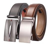 TANGCHAO Belts for Men 2 Pack, Mens Leather Ratchet Belt 1 3/8", Adjustable Belt Fit Everywhere Dark Brown Black Length 115cm
