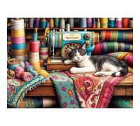 TangComplete - Puzzles 1000 Pieces for Adults jigsaw puzzles for adults 1000 Piece Puzzle Challenging Game for The Whole for Women, Gifts for Men, Theme: Tailor Cat