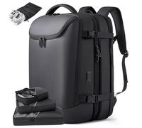 TANGCORLE 50L Carry on Travel Backpack, Expandable Airline Approved Backpacks with 3 Packing Cubes Fit 17.3 inch Laptop Suitcase backpack for Men Women(Black)