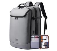 TANGCORLE Carry on Backpack Airline Approved for Men, Travel 50L Expandable backpack Luggage Fits 17.3 Inch Laptop with USB Charging Port(grey)