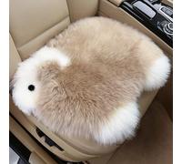 TangDao Car Seat Cushion, Cute Fluffy Lamb Shaped Genuine Wool Soft Anti Slip Comfortable Thicken Keep Warm in Autumn and Winter Universal Seat Cushion(Khaki)