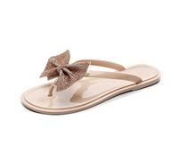 TangDao Women's Jelly Slippers Rhinestone Bowtie Flip Flops Beach Flats For Summer (Apricot, uk_footwear_size_system, adult, women, numeric, medium, numeric_6)