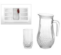 TANGDIAABBCC 7 Piece Drinking Glassware Set Crystal Effect Tumblers Glasses and Jug Set Crystal Effect Highball Water Juice Glasses Tumblers Pitcher Jug
