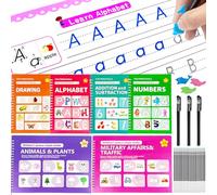Tangdudu 6 Pack Magic Grooved Handwriting Practice Copybooks, Set with 6 Books,20 Pen Refills,3 Pens,Reusable Learning Activity Book, Handwriting Practice Books for Kids Age 3-8 Kindergarten Preschool