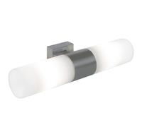 Nordlux Tangens Indoor Bathroom Wall Light/Wall Scones Silver Glass, E14 2X25W Waterproof -Bathrooms, Ensuites, and Washrooms. IP44, Class 2 (Double Insulated)