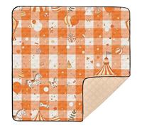 Tangerine Circus Gingham Large Non-Slip Baby Gym & Activity Mat for Indoor Outdoor Lightweight Playroom Activity Mat for Baby Toddler Infant, 50'' x 50''