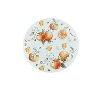 Tangerines Round Glass Trivet - Citrus Fruits & Bees Décor Kitchen Gift Small Textured Chopping Board/Worktop Protector 20cm x 20cm (8" x 8")