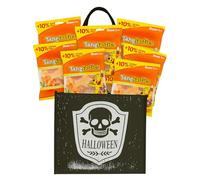 Tangfastics 12 Multipack Bag Gift Set with Halloween Skull Bag - Bulk Buy Fizzy Fruity Jelly Sweets 140g Bags - Sour Gummy Candy for Kids - Trick or Treat, Party Favour & Sweet Gift Box