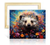 TANGFEIY Canvas Drawing Paintwork Kit Hedgehog on Canvas Painting Adults Beginner with Brushes and Acrylic Pigment on Canvas Number Painting Art DIY Frame(30x40cm)