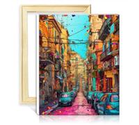 TANGFEIY Canvas Oil Painting Kit Naples Paint by Numbers Adults with Brushes and Acrylic Pigment Picture for Home Wall Decor Gifts No Frame(30x40cm)