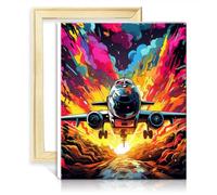 TANGFEIY Canvas Oil Painting war Planes on Canvas Painting Adults with Brushes and Acrylic Pigment Pictures for Home Wall Decor DIY Frame(40x50cm)