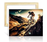 TANGFEIY Oil Painting Kit Paint by Number Paintting Mountain Bike DIY Oil Painting Adult Paint by Number for Bedroom Living Room Decor No Frame(30x40cm)