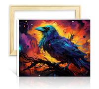 TANGFEIY Oil Painting Two Black Crows on Canvas Painting Adults with Brushes and Acrylic Pigment on Canvas Picture for Home Wall Decor Gifts DIY Frame(30x40cm)