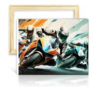 TANGFEIY on Canvas Easy to Paint Artwork Motorcycle Adult DIY Oil Painting with Brushes and Acrylic Pigment Home Decor Painting Gift with Frame(30x40cm)
