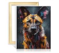 TANGFEIY on Canvas Easy to Paint Artwork Wild Dog Painting Adult Paint by Number Kits on Canvas with Brushes and Acrylic Pigment on Canvas with Frame(30x40cm)
