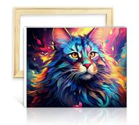 TANGFEIY on Canvas Paint by Numbers Cute Maine Coon cat Oil Painting DIY Digital Art Artwork with Brushes and Acrylic Pigment on Canvas with Frame(40x50cm)