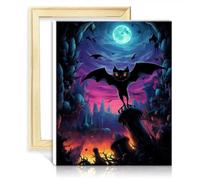 TANGFEIY on Canvas Painting bat in Moonlight Painting Adults with Brushes Acrylic Pigment Digital Painting for Bedroom Living Room Decor with Frame(30x40cm)