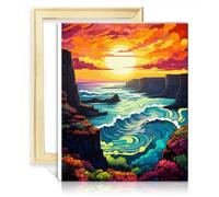 TANGFEIY on Canvas Wall Art Paint by Numbers Cliffs Moher Kids Adults Wall Decor Acrylic Number with Paintbrushes for Home Wall Decor Painting No Frame(30x40cm)