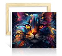 TANGFEIY on Canvas Wall Art Paint by Numbers Giant Cats on Canvas Painting Adults with 3 Brushes & Acrylic Paints Home Living Room Decorative DIY Frame(30x40cm)