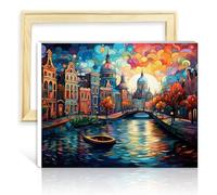 TANGFEIY Paint by Number Paintting Amsterdams Canal District Painting Adults with Brushes and Acrylic Pigment Art Picture for Home Decor No Frame(40x50cm)