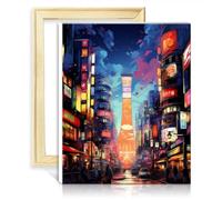 TANGFEIY Paint by Number Paintting neon Tokyo City DIY Digital Oil Painting Adults with Brushes and Acrylic Pigment on Art Oil Painting, with Frame(40x50cm)
