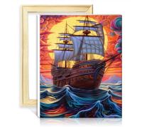 TANGFEIY Paint by Number Paintting Pirate Ship Adults Painting Kits with Brushes and Acrylic Pigment on Arts Crafts Project for Home with Frame(40x50cm)