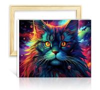 TANGFEIY Paint by Numbers Brushes Kits Maine Coon cat DIY Oil Paint by Number On Canvas with Brushes and Acrylic Pigment on Crafts Project with Frame(30x40cm)
