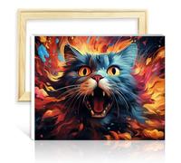 TANGFEIY Paint by Numbers Cats on The Planet Paint by Numbers Kit Adults with Brushes and Acrylic Pigment on Perfect Home Wall Decor with Frame(40x50cm)